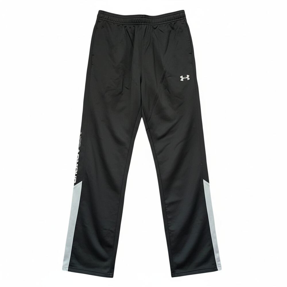 Youth Track Pants Size XL Under Armour Loose Fit Black & Gray Logo on Leg